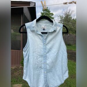 Chambray sleeveless button down
